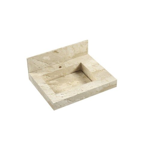 Lavatório em Porcelanato para Banheiro 60cm com Cuba Esculpida Bege/Travertino Yescasa