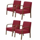Ver imagem 1 de Kit 4 Poltronas 1 Lugar Jade Braço Madeira Vermelho