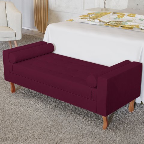 Recamier Baú Félix Solteiro 160 cm Suede - ADJ Decor - Bordô
