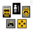 Ver imagem 1 de Kit 5 Quadros Decorativos Gamer Vídeo Game:preta