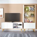 Ver imagem 1 de Conjunto Rack para TV até 55 Polegadas com Estante 2 Portas Retrô Alta Space Link Espresso Móveis