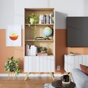 Ver imagem 6 de Conjunto Rack para TV até 55 Polegadas com Estante 2 Portas Retrô Alta Space Link Espresso Móveis