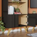 Ver imagem 4 de Conjunto Rack para TV até 55 Polegadas com Estante 2 Portas Retrô Alta Space Link Espresso Móveis