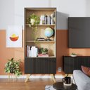 Ver imagem 6 de Conjunto Rack para TV até 55 Polegadas com Estante 2 Portas Retrô Alta Space Link Espresso Móveis