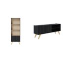 Ver imagem 7 de Conjunto Rack para TV até 55 Polegadas com Estante 2 Portas Retrô Alta Space Link Espresso Móveis