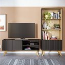 Ver imagem 1 de Conjunto Rack para TV até 55 Polegadas com Estante 2 Portas Retrô Alta Space Link Espresso Móveis