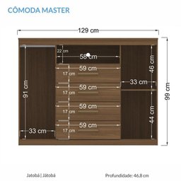 Cômoda Master 2 Portas e 4 Gavetas Jatobá - PR Móveis - 4