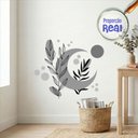 Ver imagem 2 de Adesivo Floral Boho Cinza Estilo Nórdico 80x68 Minimalista Mod.05