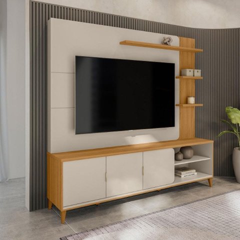 Painel Home para TV Sala de Estar Napoli Tauari Off White 193cm