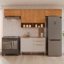 Ver imagem 1 de Cozinha Compacta Modulada 4 Peças 100% MDF Divina Marrom/Cinamomo/Off White
