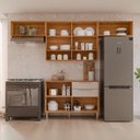 Ver imagem 5 de Cozinha Compacta Modulada 4 Peças 100% MDF Divina Marrom/Cinamomo/Off White