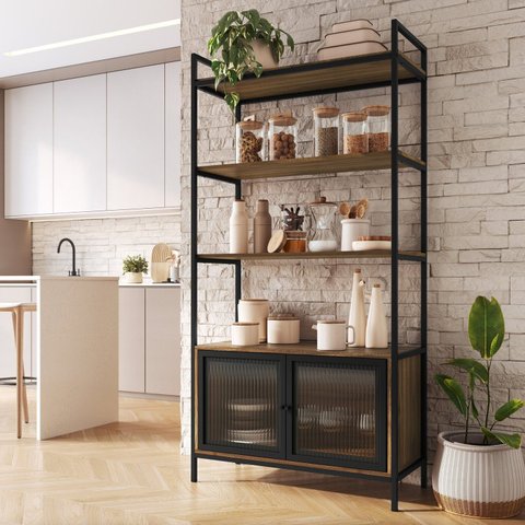Armario Organizador para Cozinha Yescasa Marrom/Preto/Noce Ouro