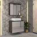 Ver imagem 1 de Conjunto para Banheiro 1 Gabinete Espelhado com Cuba 1 Espelheira Loft Móveis Bosi