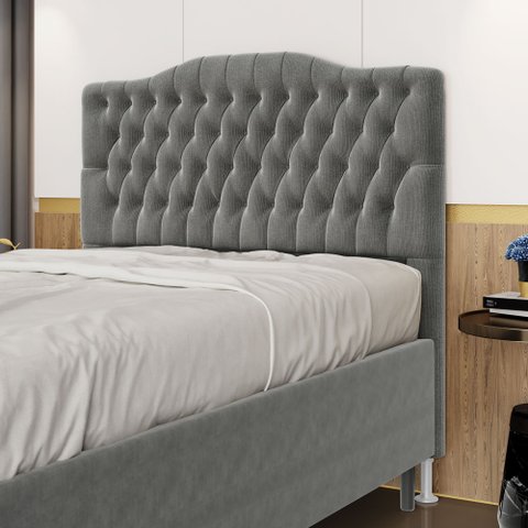 Cabeceira Estofada Decorativa Pollux para Cama Box 160 para Cama Queen Sued Cinza Aradecor