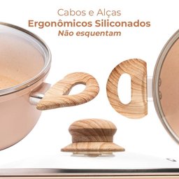 Caçarola de Indução Revestimento Antiaderente Cerâmica 20cm Bege - Lyor - 4