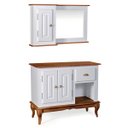 Ver imagem 1 de Gabinete para Banheiro 2 Portas com Espelheira Dália 3058 - Off White/imbuia Glazer