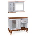 Ver imagem 2 de Gabinete para Banheiro 2 Portas com Espelheira Dália 3058 - Off White/imbuia Glazer