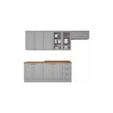 Ver imagem 7 de Cozinha Compacta 280cm Americana com Vidro 5 Peças 10 Portas 3 Gavetas Henn - Cinza