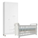 Ver imagem 1 de Berço Americano Lara e Guarda Roupa Ternura Baby 3 Portas Branco Brilho - Incorplac
