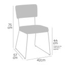 Ver imagem 3 de Conjunto Duas Cadeira de Jantar Minimalista Roma Couríssimo Caramelo Base Aço Preto - Ooca Móveis