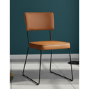 Ver imagem 2 de Conjunto Duas Cadeira de Jantar Minimalista Roma Couríssimo Caramelo Base Aço Preto - Ooca Móveis