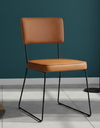 Ver imagem 2 de Conjunto Duas Cadeira de Jantar Minimalista Roma Couríssimo Caramelo Base Aço Preto - Ooca Móveis