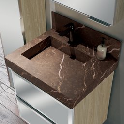 Lavatório em Porcelanato para Banheiro 60cm com Cuba Esculpida  - 1