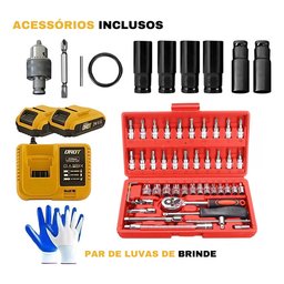 Kit Chave de Impacto 21v Parafusadeira + Jogo Soquete 46pç - 7
