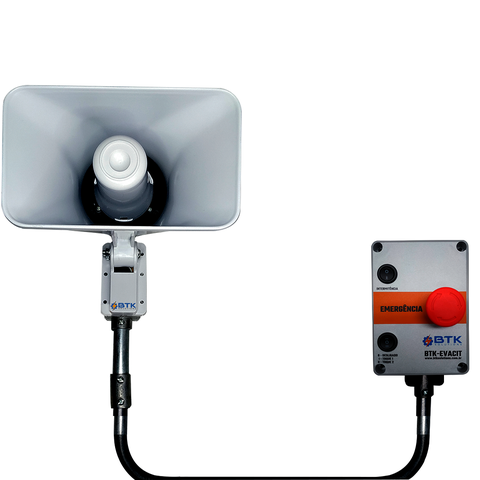 Sirene Industrial Intermitente Alta Potência com Módulo de Acionamento