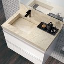 Ver imagem 1 de Lavatório em Porcelanato para Banheiro 80cm com Cuba Esculpida Bege/Travertino Yescasa