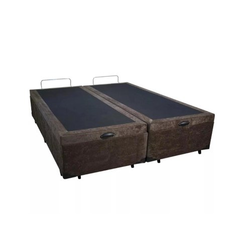 Cama Box Baú Queen Bipartido 158 Bello Box - Suede Marrom