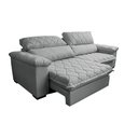 Ver imagem 7 de Sofá Retrátil e Reclinável 2,55m Molas Ensacadas Cama inBox Big Home Bordado 3D Linho Cinza