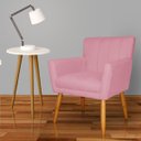 Ver imagem 2 de Poltrona Decorativa Elegante Cecília Recepção Escritório Sala de Estar Suede Rosa