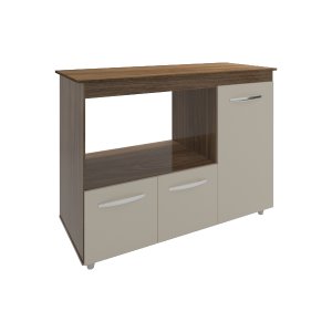 Balcão Armário Gabinete de Cozinha para Microondas e Forno Elétrico 3 Portas Lilian Mobília Decor Sa