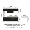 Ver imagem 4 de Armário de Cozinha Completa 315cm Branco/Preto Glamy Madesa 02