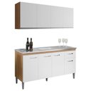 Ver imagem 1 de Balcão de Pia Gabriela 150cm e Armário Aéreo Andréia Amêndoa Branco - Ajl