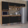 Cozinha Compacta Modena Armário Paneleiro Nicho Microondas 6 Portas Marrom e Preto - 1