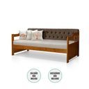 Ver imagem 2 de Sofá Cama Dublin Mona Estofado Capitonê Veludo Marrom Madeira