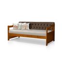 Ver imagem 4 de Sofá Cama Dublin Mona Estofado Capitonê Veludo Marrom Madeira