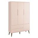 Ver imagem 4 de Berço Americano e Guarda Roupa Theo 3 Portas Rosa Pés Amadeirados com Colchão - Reller