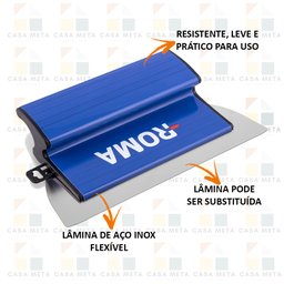 Desempenadeira Berox Massa Corrida Aço Inox Nivel Pro 25 Cm - 2