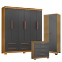 Ver imagem 1 de Guarda Roupa Casal New Kansas com Cômoda 4 Gavetas New e Armário Multiuso Versatile Carvalho