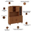 Ver imagem 5 de Armário de Cozinha Rústico com Cristaleira 6 Portas Aplique 3 Gavetas Lorie F06 Castanho - Lyam Deco