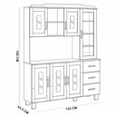 Ver imagem 6 de Armário de Cozinha Rústico com Cristaleira 6 Portas Aplique 3 Gavetas Lorie F06 Castanho - Lyam Deco