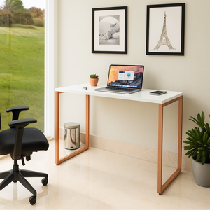 Mesa Escrivaninha Home Ofice Industrial 100% Mdf:branco-cobre