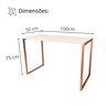 Mesa Escrivaninha Home Ofice Industrial 100% Mdf:branco-cobre - 3