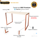 Ver imagem 2 de Mesa Escrivaninha Home Ofice Industrial 100% Mdf:branco-cobre