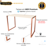 Mesa Escrivaninha Home Ofice Industrial 100% Mdf:branco-cobre - 2