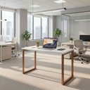 Ver imagem 1 de Mesa Escrivaninha Home Ofice Industrial 100% Mdf:branco-cobre