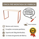 Ver imagem 4 de Mesa Escrivaninha Home Ofice Industrial 100% Mdf:branco-cobre